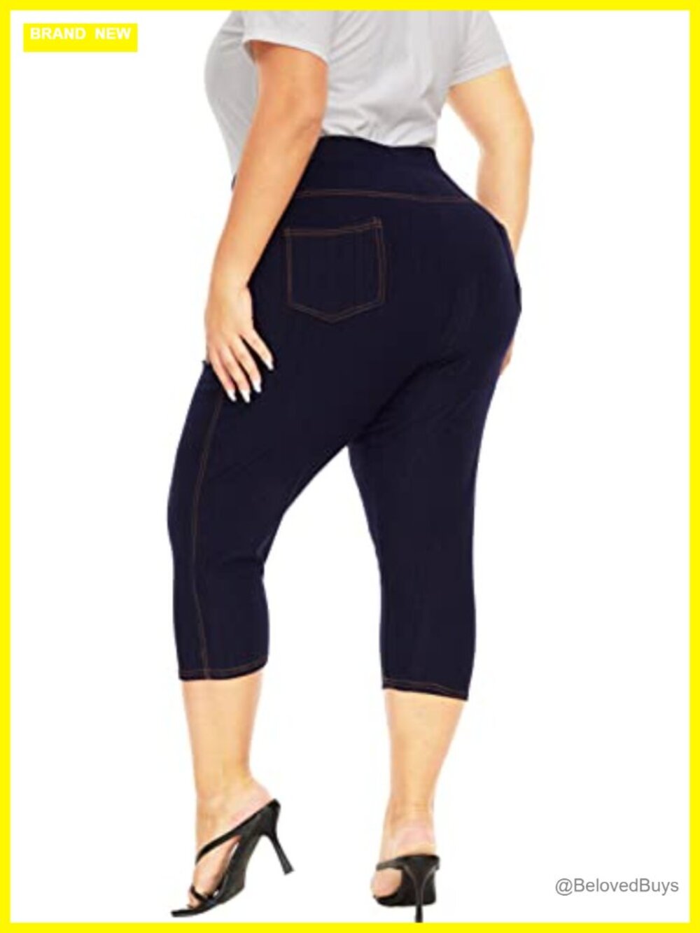 Plus Size High Waist Capri Jeggings Stretchy Jean Look Leggings